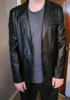 Steve Madden Men's Jacket Imitation Leather Unlined Black 3/4 Length NWT • $35