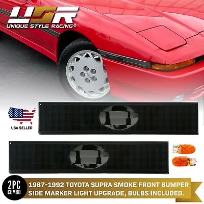 JDM Dark Smoke Front Bumper Side Marker Lights For 1987-1992 Toyota Supra Mk.3 • $19.94