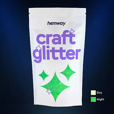 Hemway Glow In The Dark Craft Glitter Arts Crafts Tumblers Glass 1/128  100g • £8.95