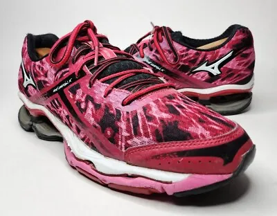 Mizuno Wave Creation 15 Running Shoes Womens Sz 10 Pink Black White Red Retired • $59.95