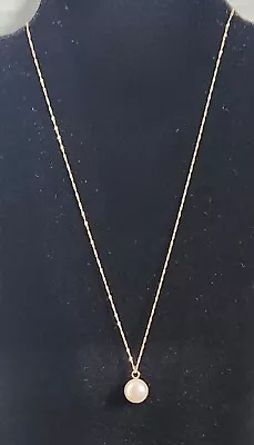 Vintage 14K Yellow Gold Pearl Pendant Fine Braided Gold Chain Necklace Italy • $99.95