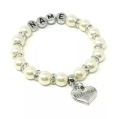 £4.75 • Buy Personalised Wedding Charms Bracelet Ladies Girls With Free Gift Bag 