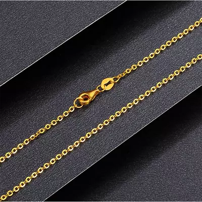 Real Pure 24K Yellow Gold Necklace For Women Solid Thin 1mm/1.4mm Rolo Chain   • $560.50