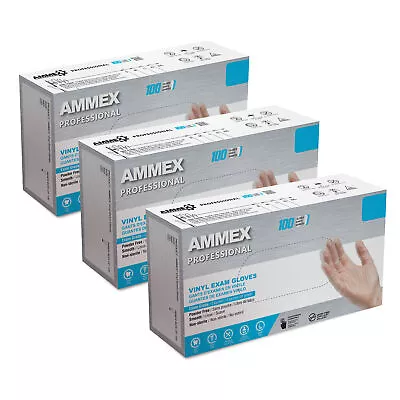 AMMEX Clear Vinyl Disposable Exam Gloves 3 Mil Latex & Powder Free/Food-Safe • $28.85