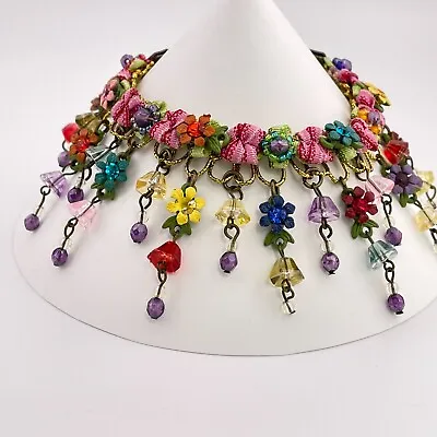 Michal Negrin Bracelet Colorful Floral With Swarovski Crystals Eclectic Boho • $79