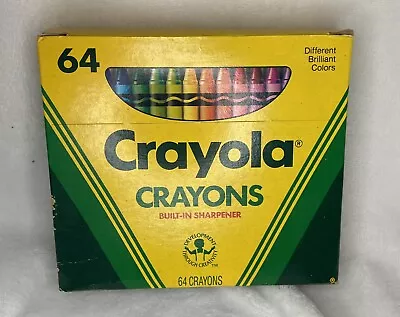 Vintage Crayola Crayons • Box Of 64 Sharpener Binney And Smith • Indian Red 1988 • $17