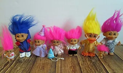 Lot 8 Vintage Russ Troll Dolls Happy Birthday Duck Wedding Mini Baby Hooded Mix • $21.99