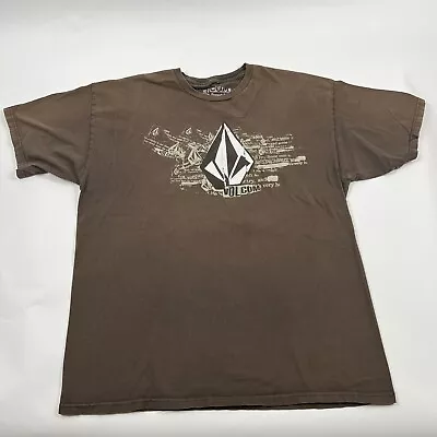 Vintage Volcom T Shirt Mens XL Short Sleeve Brown Skater Grunge • $13.60