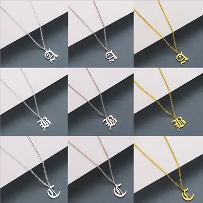 £3.99 • Buy Silver Rose Gold Old English Letter Initial Alphabet Chain Ladies Girls Necklace