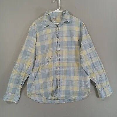 J Crew Shirt Mens L Blue Plaid Madras Long Sleeve Button Up Cotton • $6.73