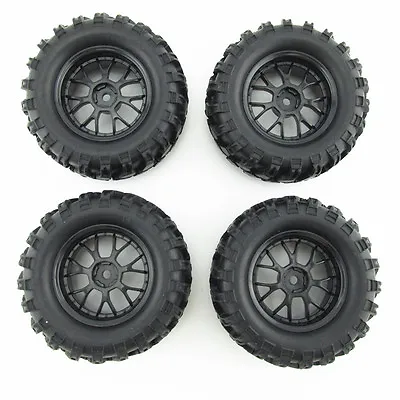 RC1:10 Off-Road RC Car 12mm Hub Y Type Wheel Rim & Tires Black Pack Of 4 • $23.96