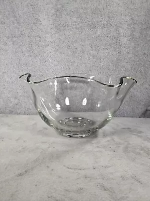 Vintage Mid Century Clear Glass Wavy Chip Bowl 5  Deep • $29.98