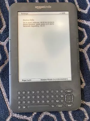 Amazon Kindle Keyboard 3 Wi-Fi 6  4GB D00901 3rd Generation • $15