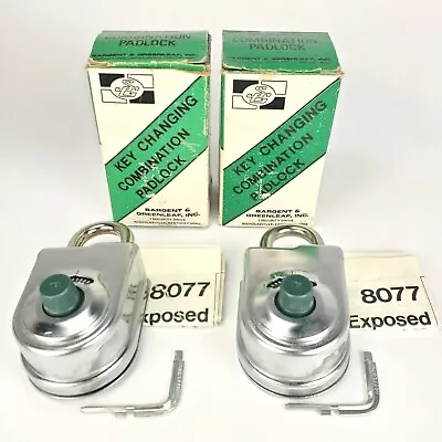 (2) Sargent & Greenleaf 8077A Combination Padlock Pair Set Lot Box NEW Vintage • $189