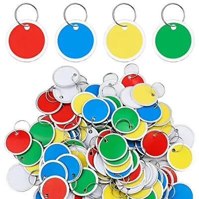 100Pack Metal Rim Key Tags 1  Paper Labels Round Keychain Tags With Split Rings • $19.75