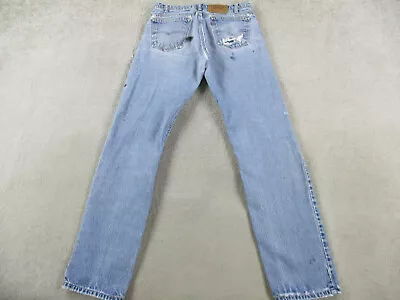 VINTAGE Levis 505 Jeans Men 32x33 Blue Denim USA Orange Tab Grunge Destroyed 90s • $34.99