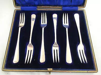 Solid Silver - Box Of 6 - SWEETMEAT FORKS - Hallmarked:-SHEFFIELD 1905 • £95