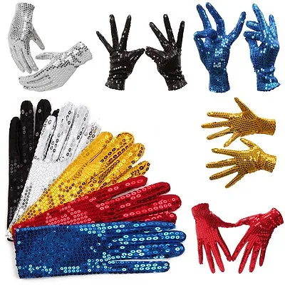 Children Sparkling Sequin Gloves Michael Jackson Costume For Dance YU • £4.10