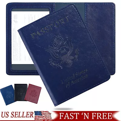 Slim Leather Travel Passport Wallet Holder ID Credit Card Blocking Case Cover • $6.37