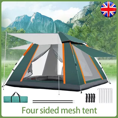 Full Automatic Instant Pop Up 4 Man Camping Tent Family Outdoor Hiking Shelter • £39.48