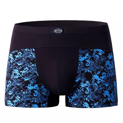 2 Pairs Bizhu Men's Bamboo Boxer Briefs In Blue + Gray  Size 9x New • $32.95