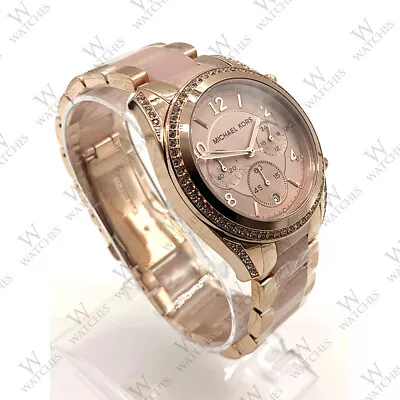 New Michael Kors MK5943 Blair Rose Gold Blush Acetate Stainless Ladies Watch • $104.90