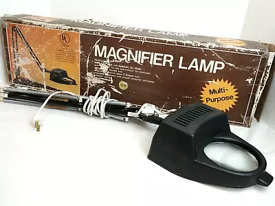 Vintage Magnifier Lamp READ Multi-purpose Desk Workbench Lighting Adjustable Arm • $59.90