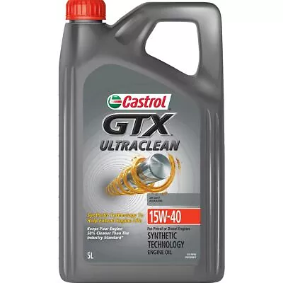 Castrol GTX Ultra Clean Semi Synthetic Engine Oil 15W-40 5L 3414906 • $47.56
