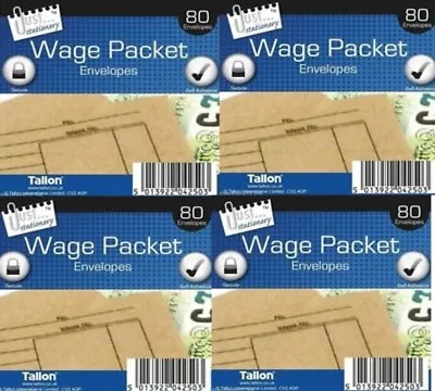 800 Upto Quality Wage Slip Packet/Dinner Money Envelopes Brown Manilla Self Seal • £12.99