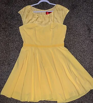 Z Spoke Zac Posen Cap Sleeve A-Line Yellow Sweetheart Dress Size 14 • $22.49