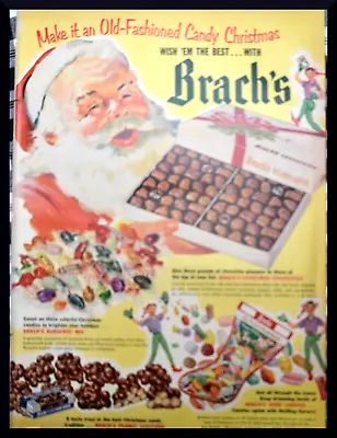 Vintage 1952 Brach's Christmas Chocolate Candies Print Ad Santa Claus • $12.50