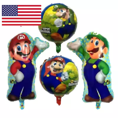 XL SUPER BIG Super Mario Bros 4 Pcs Helium Balloons Birthday Party FAST USA • $9.95