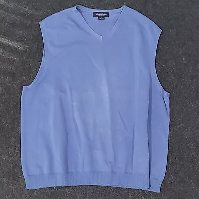 Brooks Brothers Pima Cotton Sweater Vest Mens XL Blue V Neck Sleeveless Vintage • $17.99