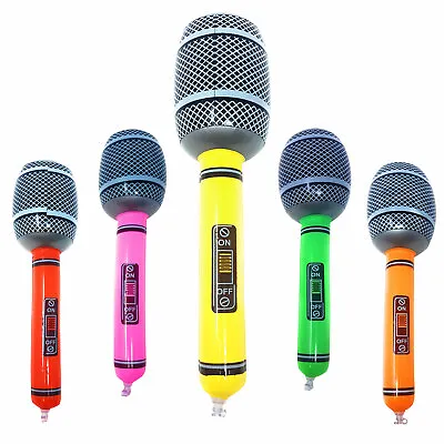 Inflatable Microphone Blow Up Fancy Dress Party Disco Musical Accessory Prop UK • £2.39