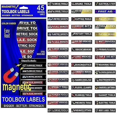 Ultimate Blue Magnetic TOOLBOX LABELS Fits All  Tool Chest & Cabinets  • $14.99