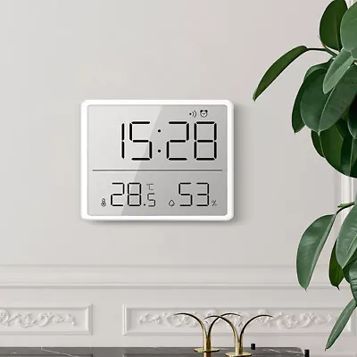 Digital LCD Display Alarm Table Clock With Temperature Humidity Monitor Clock • £8.98