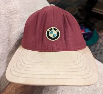 Vintage BMW Lifestyle Dad Cap Suede Bill Hat Embroidered Logo Purple USA MADE • $19.88