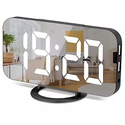 Digital Alarm Clock 6.5  Large LED Mirror Display Dual USB Charger Port Clocks  • $16.90