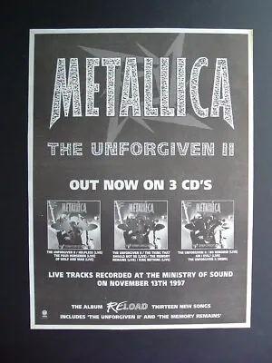 1998 - METALLICA - The Unforgiven II Live Tracks - Poster Size Full Page Advert • £2.99