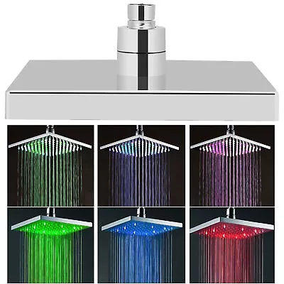 LED Shower Head 7 Colors Overhead Square Rain Shower Head Color Changing • $46.99