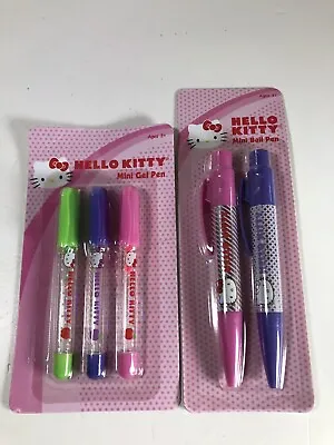Sanrio Hello Kitty 2009 Pen Lot New 3 Mini Gel Pen Set & 2 Mini Ball Pen Set NEW • $12.99