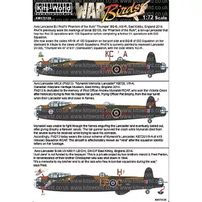 Kits-World KW172120 Avro Lancasters 2014 Meeting Decals 1/72 • £11.15