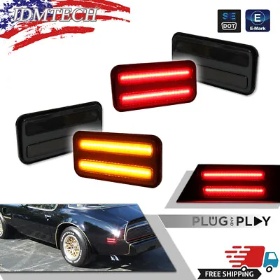 For 70-81 Pontiac Firebird Smoke Lens Front Rear Amber Red LED Side Marker Lamps • $79.99