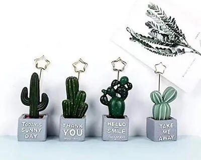 4 Pcs Mini Cactus Card Holder Photo Clip Name Note Memo Stand Office Supply Home • £8.99
