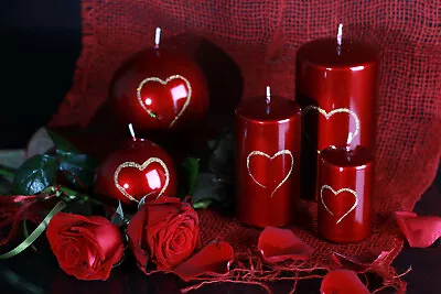 Love - Burgundy / Red Decorative Candles For Valentine's Day • £2.70