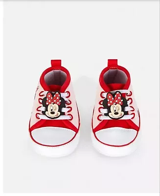 Newborn Baby Boy Girl Pram Shoes Disney’s Minnie Mouse Trainers Trainers 0-18 • £4.99