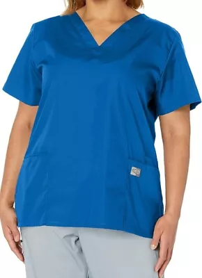 Landau ScrubZone By Landau Women's V-Neck Scrub Top Size Large Royal Blue • $12.99