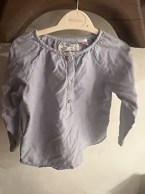 Attractive Zara Baby Girl Checked Half Button Shirt Blue And White 3-4 Years • £5