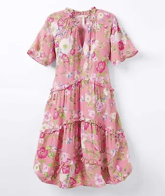 EUC Matilda Jane Womens Enchanted Garden Floral Tiered Ruffle Dress Size XL Pink • $35