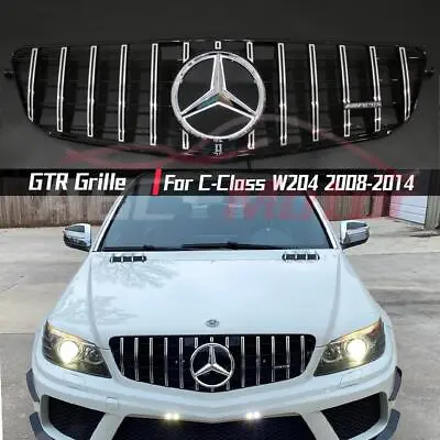 Chrome GTR Style Grille W/LED Mirror Star For Benz C-Class W204 08-14 C180 C350 • $129